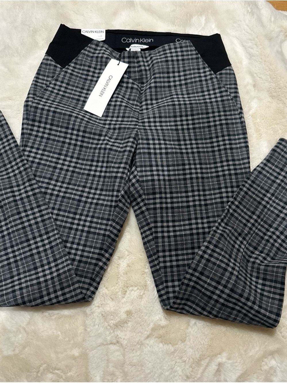 Calvin Klein Women’s Gray Plaid Dress Pants